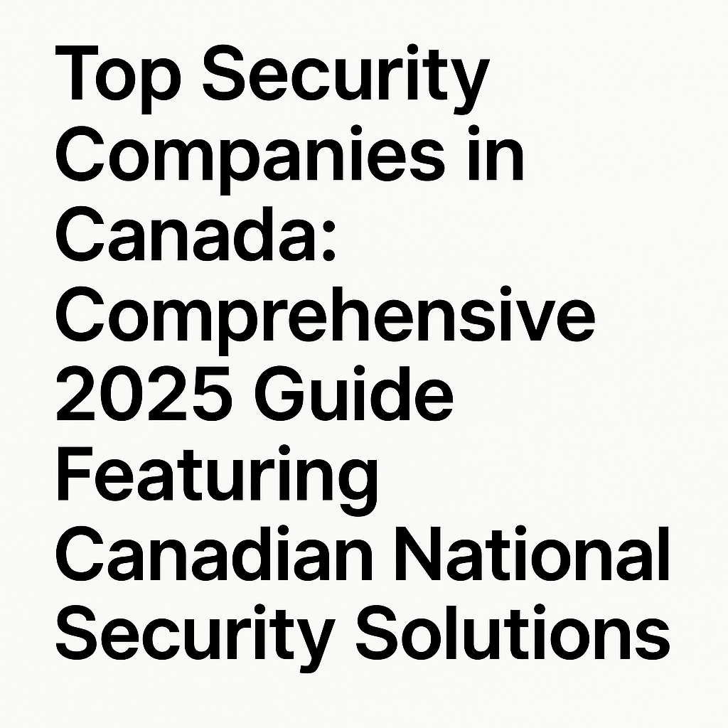 High-resolution digital graphic displaying the blog title "Top Security Companies in Canada: Comprehensive 2025 Guide Featuring Canadian National Security Solutions" in bold black text on a clean white background.