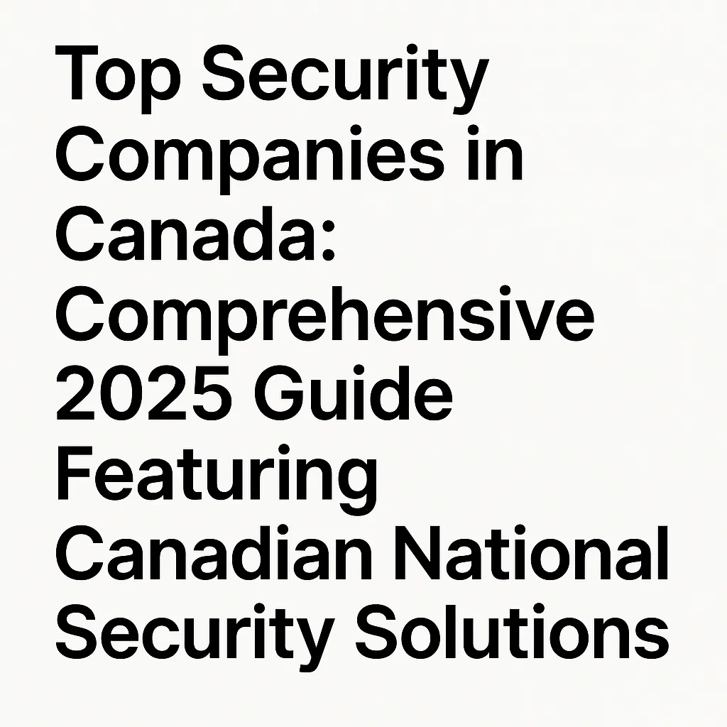 High-resolution digital graphic displaying the blog title "Top Security Companies in Canada: Comprehensive 2025 Guide Featuring Canadian National Security Solutions" in bold black text on a clean white background.